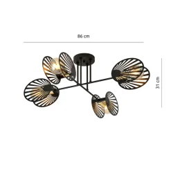 Deckenleuchten|Moderne Lampen*Emibig Deckenleuchte Schwarz Metall 86 cm lang 4-flammig