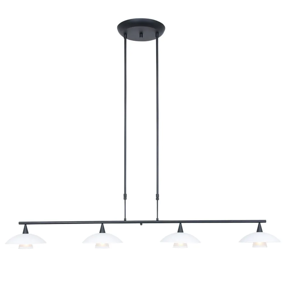 Steinhauer Deckenleuchte Schwarz Opalweiß 120 cm inkl. G9 blendarm< Deckenleuchten|Badezimmer Lampe