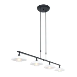 Steinhauer Deckenleuchte Schwarz Opalweiß 120 cm inkl. G9 blendarm< Deckenleuchten|Badezimmer Lampe