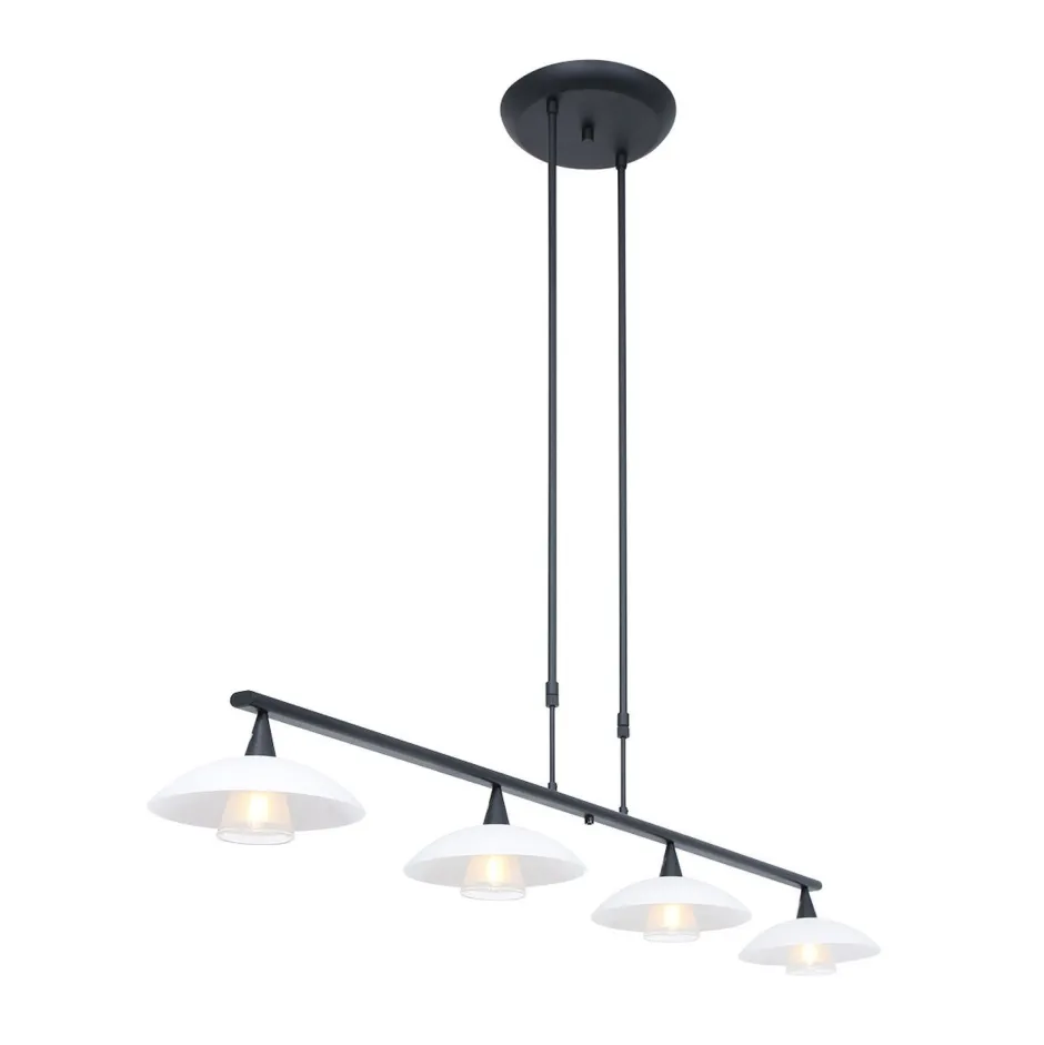 Steinhauer Deckenleuchte Schwarz Opalweiß 120 cm inkl. G9 blendarm< Deckenleuchten|Badezimmer Lampe