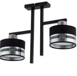 Deckenleuchten|Moderne Lampen*Sigma Deckenleuchte Schwarz Silber gemütlich E27 2-flammig