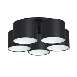 Deckenleuchten|Flurlampen*Luminex Deckenleuchte Schwarz Weiß Stoff Metall E27 rund Ø58 cm