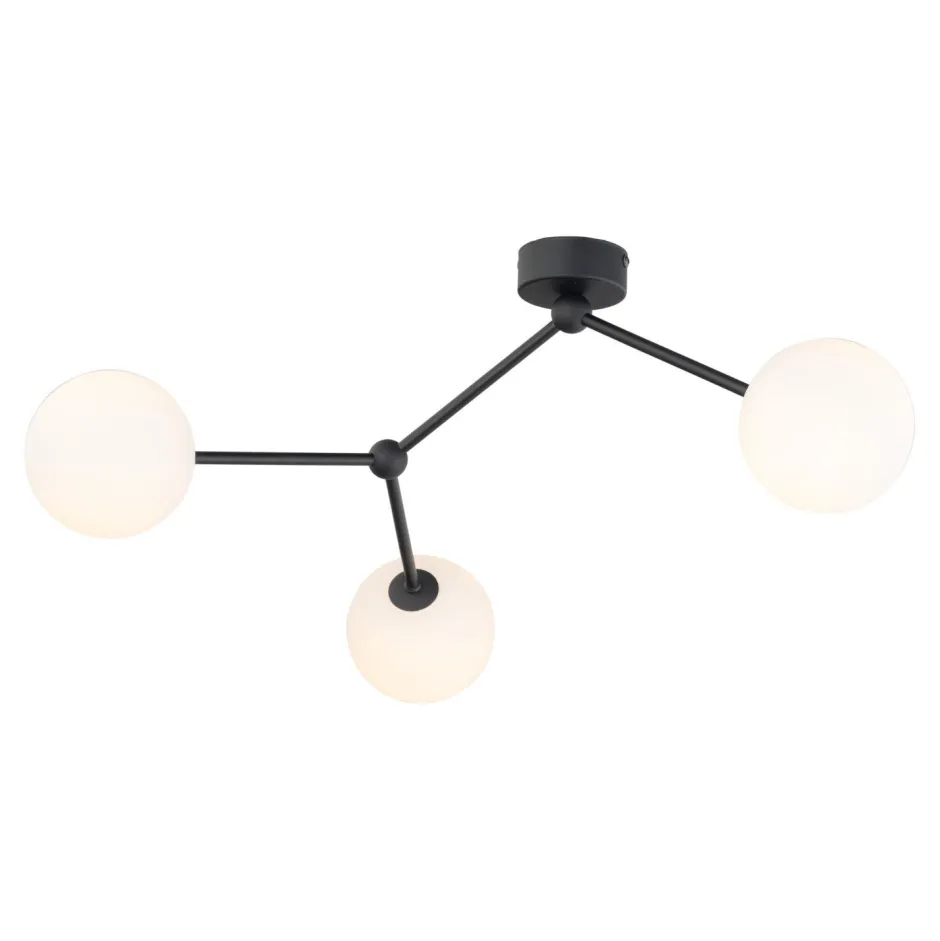 Wohnzimmerlampen|Glaslampen*TK Lighting Deckenleuchte Schwarz Weiß Glas Metall 3-flammig Modern