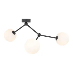 Wohnzimmerlampen|Glaslampen*TK Lighting Deckenleuchte Schwarz Weiß Glas Metall 3-flammig Modern