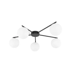 TK Lighting Deckenleuchte Schwarz Weiß L: 67 cm G9 5-flammig Glas Metall< Glaslampen|Metall Lampen