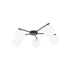 TK Lighting Deckenleuchte Schwarz Weiß L: 67 cm G9 5-flammig Glas Metall< Glaslampen|Metall Lampen