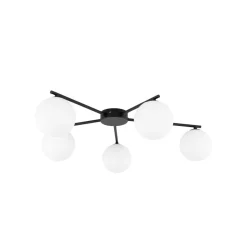 TK Lighting Deckenleuchte Schwarz Weiß L: 67 cm G9 5-flammig Glas Metall< Glaslampen|Metall Lampen