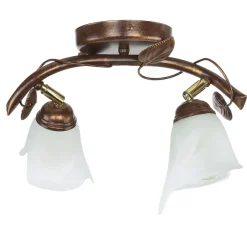 Glaslampen|Rustikale Lampen*Lamkur Deckenleuchte Shabby Braun antik Floral Wohnzimmer