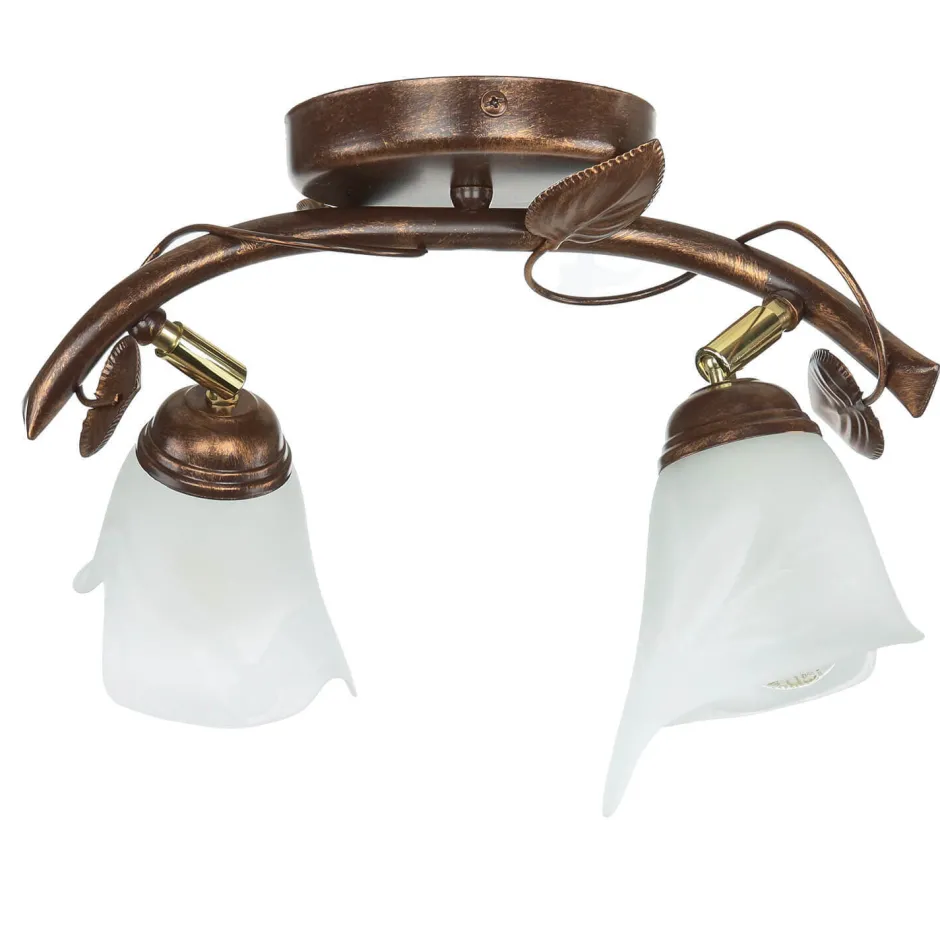 Glaslampen|Rustikale Lampen*Lamkur Deckenleuchte Shabby Braun antik Floral Wohnzimmer