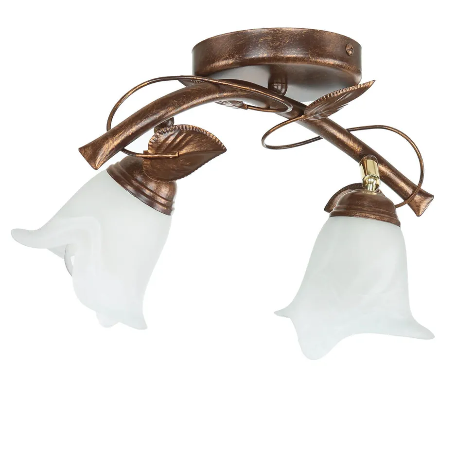 Glaslampen|Rustikale Lampen*Lamkur Deckenleuchte Shabby Braun antik Floral Wohnzimmer