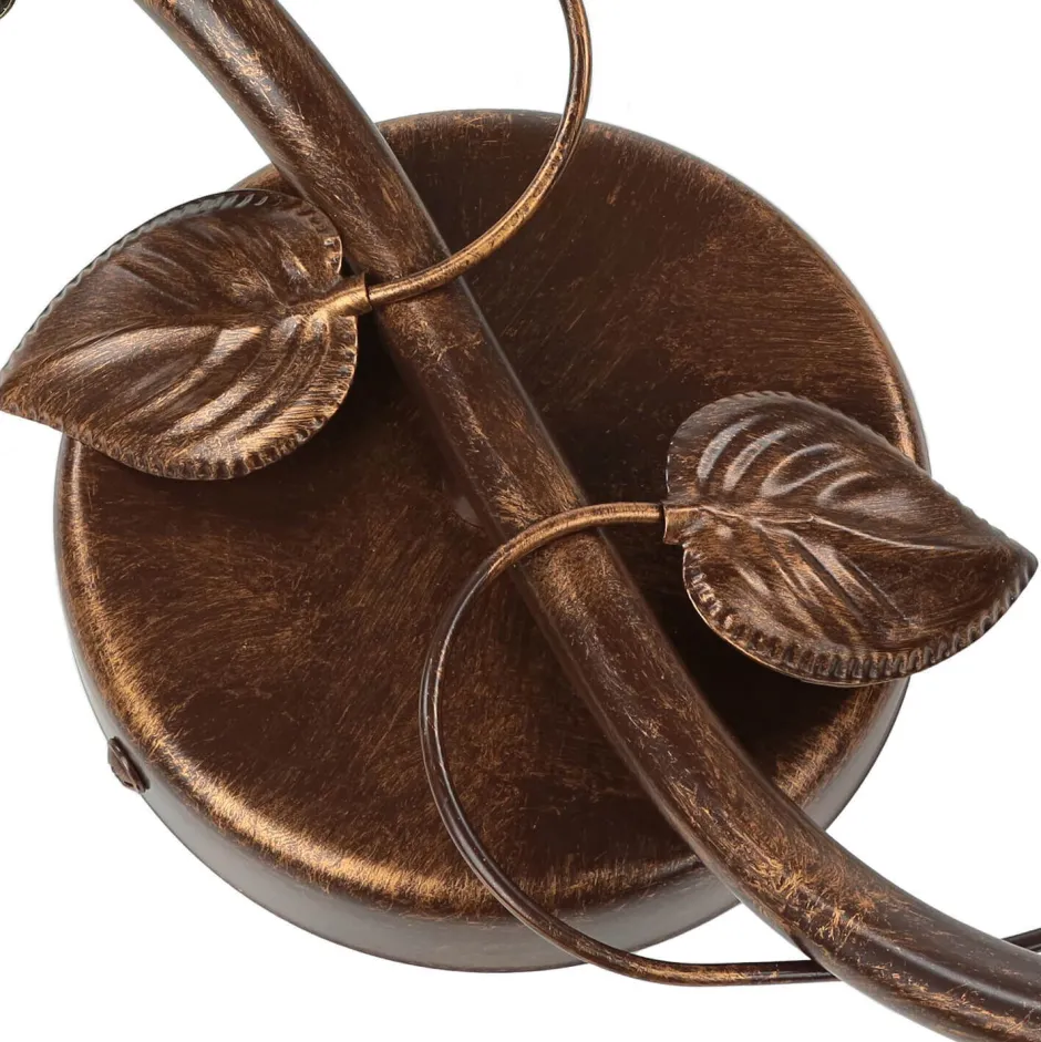 Glaslampen|Rustikale Lampen*Lamkur Deckenleuchte Shabby Braun antik Floral Wohnzimmer