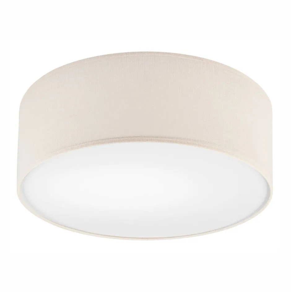 Deckenleuchten|Flurlampen*Lamkur Deckenleuchte Stoff Ø 35 cm rund Creme blendarm flach für E27