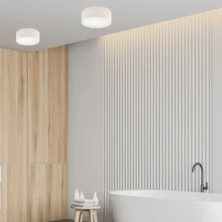 Deckenleuchten|Flurlampen*Lamkur Deckenleuchte Stoff Ø 35 cm rund Creme blendarm flach für E27