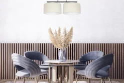 Belis Deckenleuchte Stoff blendarm Schwarz Creme E27 L:70 cm< Bürolampen|Wohnzimmerlampen