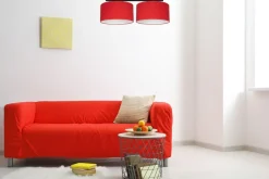 Belis Deckenleuchte Stoff blendarm Schwarz Rot Weiß E27 70 cm< Bürolampen|Wohnzimmerlampen