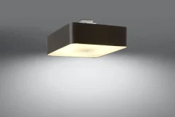 Sollux Deckenleuchte Stoff Glas B: 45 cm quadratisch Schwarz< Wohnzimmerlampen|Stofflampen