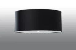 Sollux Deckenleuchte Stoff Glas Ø 70 cm H: 35 cm Schwarz< Deckenleuchten|Bürolampen