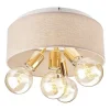 Lamkur Deckenleuchte Stoff Metall rund Ø 35 cm Natur Gold 4x E27< Deckenleuchten|Flurlampen