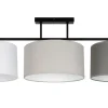 Belis Deckenleuchte Stoff Weiß Ecru Graphit E27 L:100 cm< Bürolampen|Wohnzimmerlampen