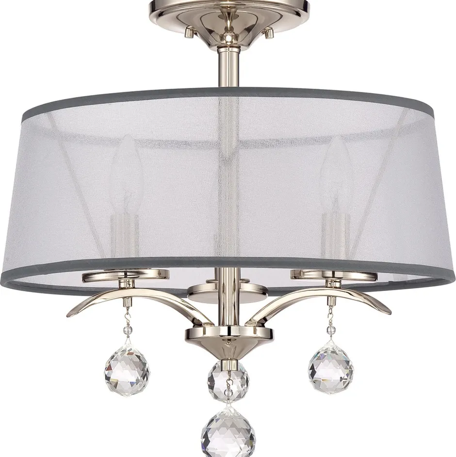 Wohnzimmerlampen|Kristalllampen*Elstead Deckenleuchte TAZIA in Silber Kristall Ø41cm Lampe