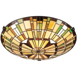 Elstead Deckenleuchte Tiffany Stil Buntglas Ø 42 cm rund 2x E27< Deckenleuchten|Flurlampen