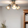 Schlafzimmer Lampen|Lampen Aus Aller Welt*TK Lighting Deckenleuchte VAIO Grau 3-flmg Holz Stoff