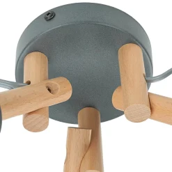 Schlafzimmer Lampen|Lampen Aus Aller Welt*TK Lighting Deckenleuchte VAIO Grau 3-flmg Holz Stoff