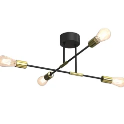 Luminex Deckenleuchte Vintage Metall Schwarz Gold AQIB< Deckenleuchten|Flurlampen