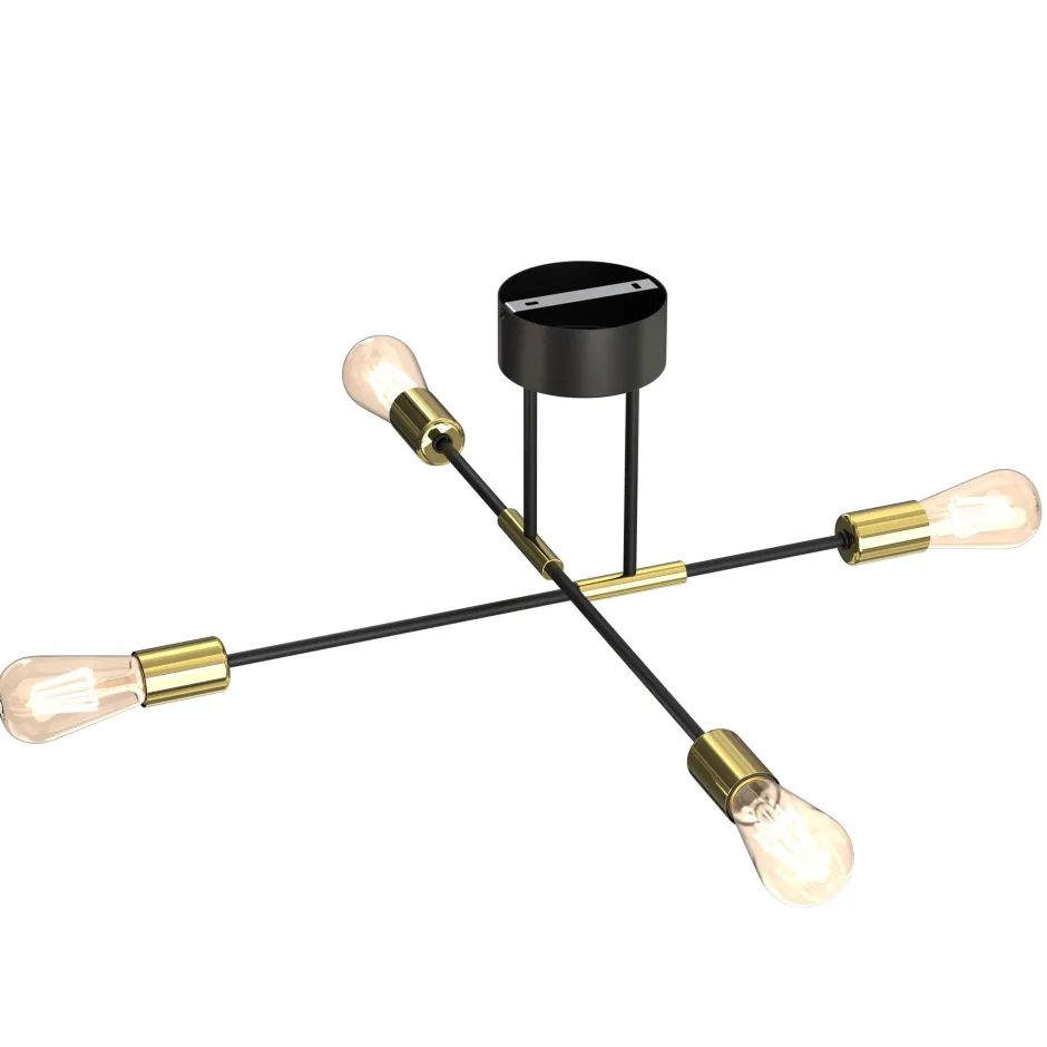 Luminex Deckenleuchte Vintage Metall Schwarz Gold AQIB< Deckenleuchten|Flurlampen