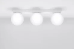 Deckenleuchten|Flurlampen*Sollux Deckenleuchte Weiß 50 cm lang Glas Metall 3-flammig G9