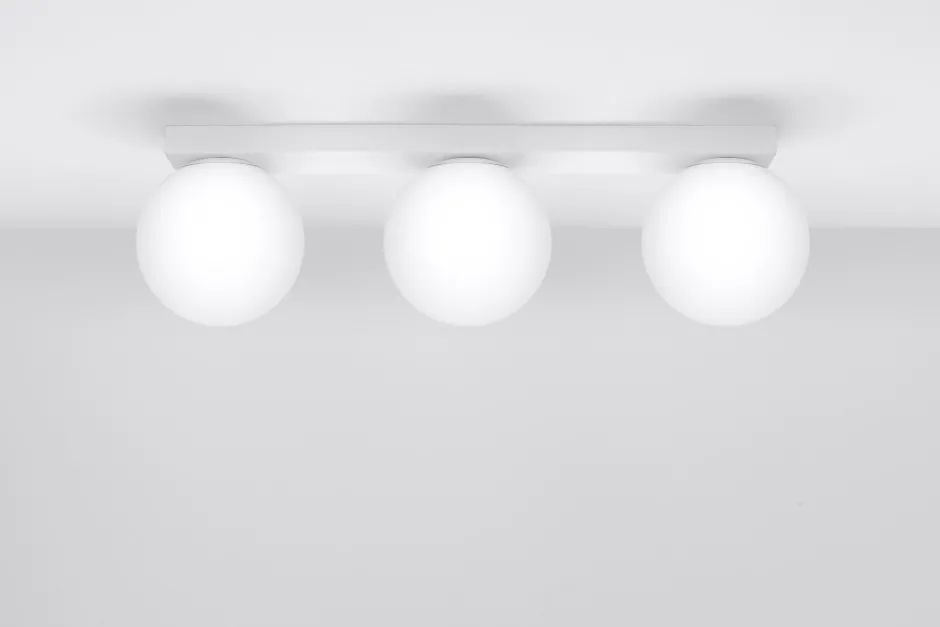 Deckenleuchten|Flurlampen*Sollux Deckenleuchte Weiß 50 cm lang Glas Metall 3-flammig G9