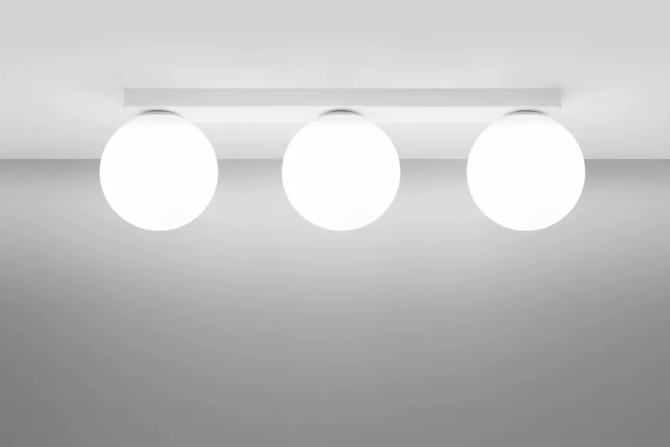 Deckenleuchten|Flurlampen*Sollux Deckenleuchte Weiß 50 cm lang Glas Metall 3-flammig G9