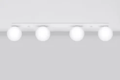 Sollux Deckenleuchte Weiß 88 cm lang Glas Metall 4-flammig G9< Wohnzimmerlampen|Glaslampen