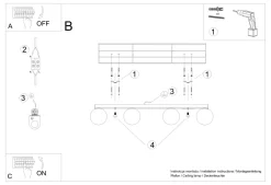 Sollux Deckenleuchte Weiß 88 cm lang Glas Metall 4-flammig G9< Wohnzimmerlampen|Glaslampen