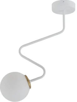 Sigma Deckenleuchte Weiß Glas Metall geschwungen L:32 cm< Deckenleuchten|Kugellampen