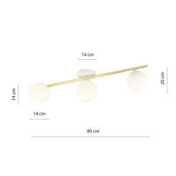 Deckenleuchten|Flurlampen*Emibig Deckenleuchte Weiß Gold 80 cm 3-flammig LUISELLA