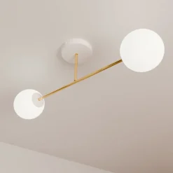 Emibig Deckenleuchte Weiß Gold 2-flammig 55 cm E14 ANNETTA< Deckenleuchten|Flurlampen