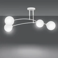 Emibig Deckenleuchte Weiß Kugel Schirm 4x E14 Deckenlampe< Deckenleuchten|Glaslampen