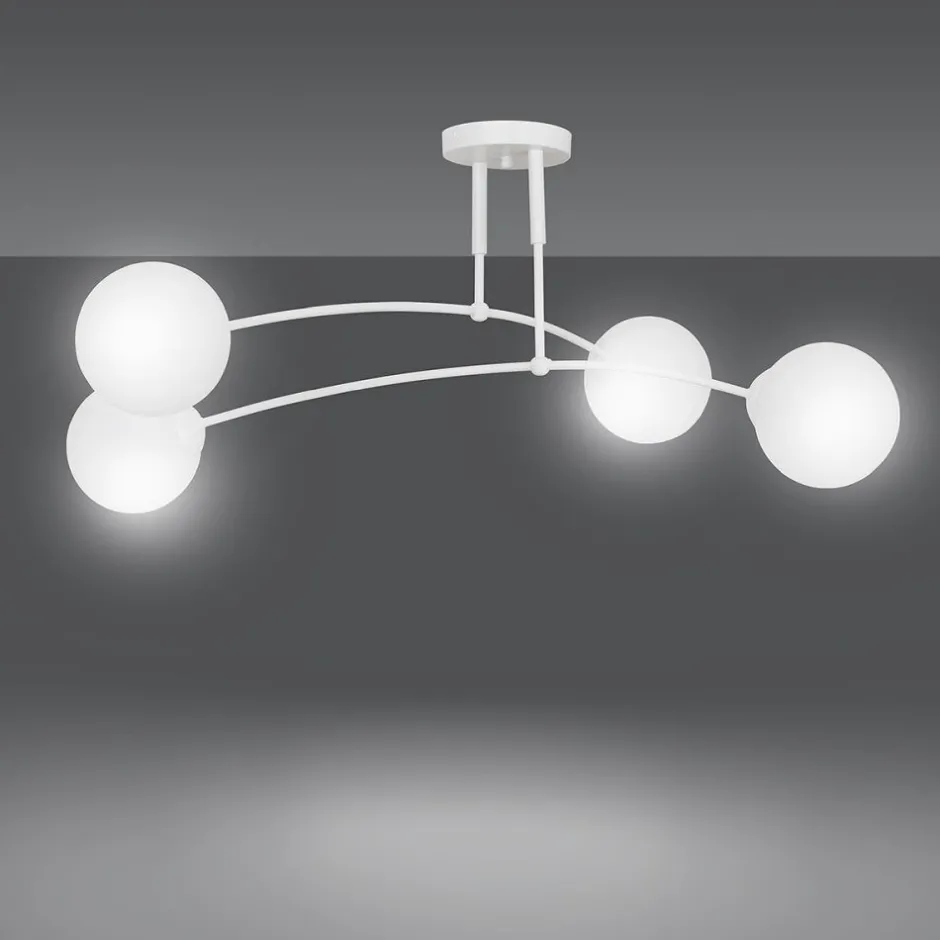 Emibig Deckenleuchte Weiß Kugel Schirm 4x E14 Deckenlampe< Deckenleuchten|Glaslampen