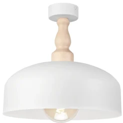 Lamkur Deckenleuchte Weiß Metall Holz Ø 30 cm klein E27 Skandinavisch< Deckenleuchten|Flurlampen