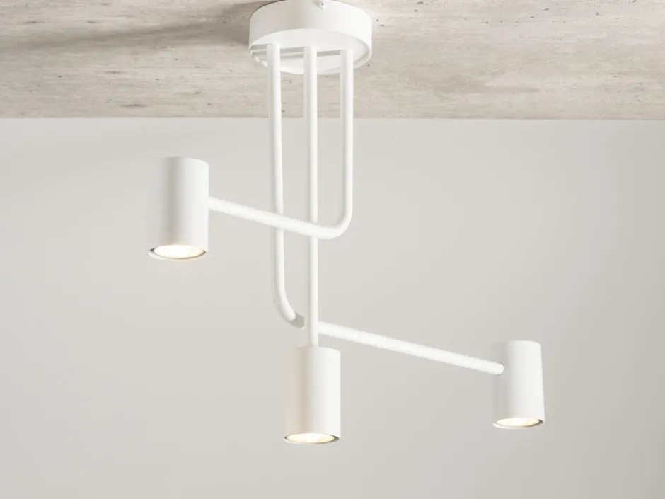 Deckenleuchten|Moderne Lampen*Sigma Deckenleuchte Weiß Metall GU10 3-flammig akzentuiert