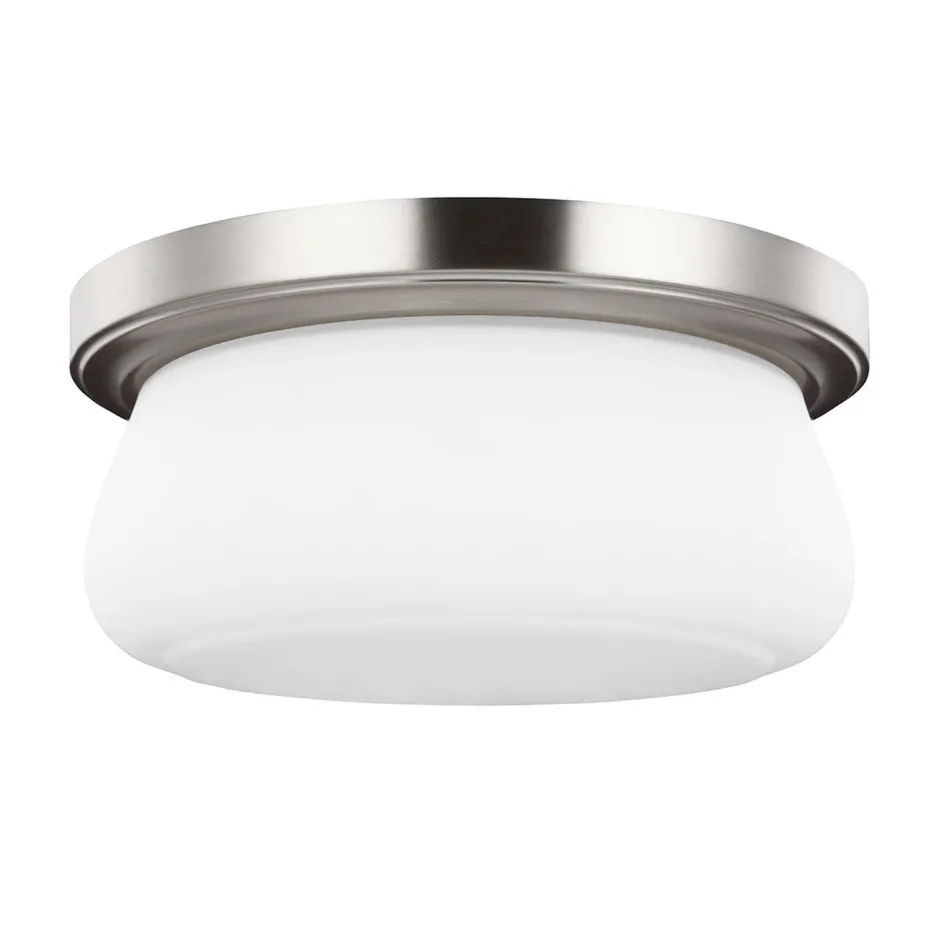 Deckenleuchten|Flurlampen*Elstead Deckenleuchte Weiß Nickel rund Ø33cm Metall Glas