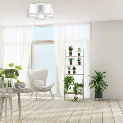 Deckenleuchten|Flurlampen*Luminex Deckenleuchte Weiß Stoff Metall E27 Ø58 cm blendarm