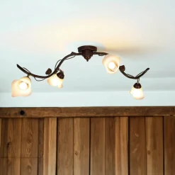 Lamkur Deckenleuchte Wohnzimmer Shabby Braun Floral< Deckenleuchten|Flurlampen