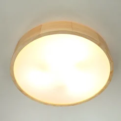 Holzlampen|Moderne Lampen*Lamkur Deckenleuchte Wohnzimmer Rund Braun Holz 3-flmg