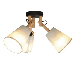 Schlafzimmer Lampen|Lampen Aus Aller Welt*TK Lighting Deckenleuchte Wohnzimmer 3-flammig Leinen Holz Metall