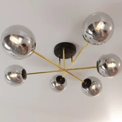 Glaslampen|Retro Lampen*Emibig Deckenleuchte Wohnzimmer 75 cm 6x E14 Glas Metall