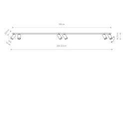Metall Lampen|Wohnzimmerlampen*Nowodvorski Deckenspot 200 cm groß 6-flammig GU10 in Schwarz Gold Modern