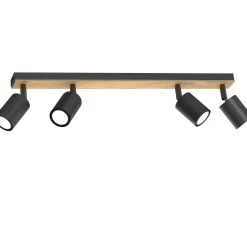 Spots|Flurlampen*Luminex Deckenspot beweglich Holz Metall Schwarz Natur GU10