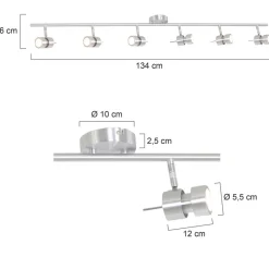 Wohnzimmerlampen|Metall Lampen*Steinhauer Deckenspot beweglich Metall 134 cm inkl. GU10 6-flmg